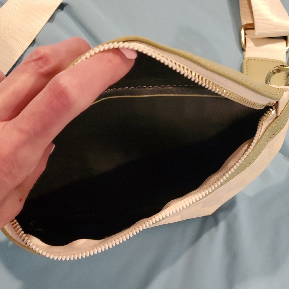 Inspired Cream and Olive Crossbody Bag - Picture 2 of 3